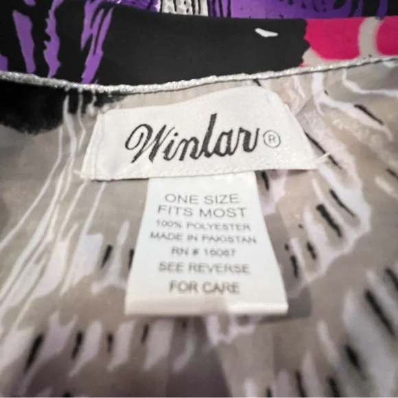 Winlar Purple Pink Animal Print V-Neck Kaftan Muu Muu Maxi Dress Womens One Size - Picture 8 of 13